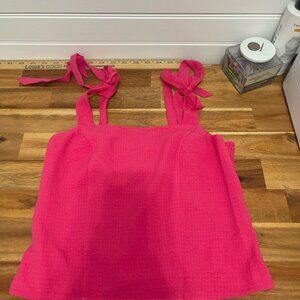 Old Navy Hot Pink Tie-Strap Square-Neck Crop Top